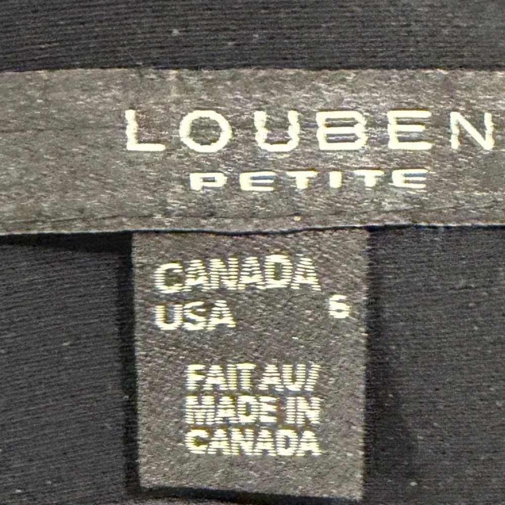 Vtg Louben Petite Black Cropped Blazer Jacket Sz 6P Made in Canada Dark Acadmia‎